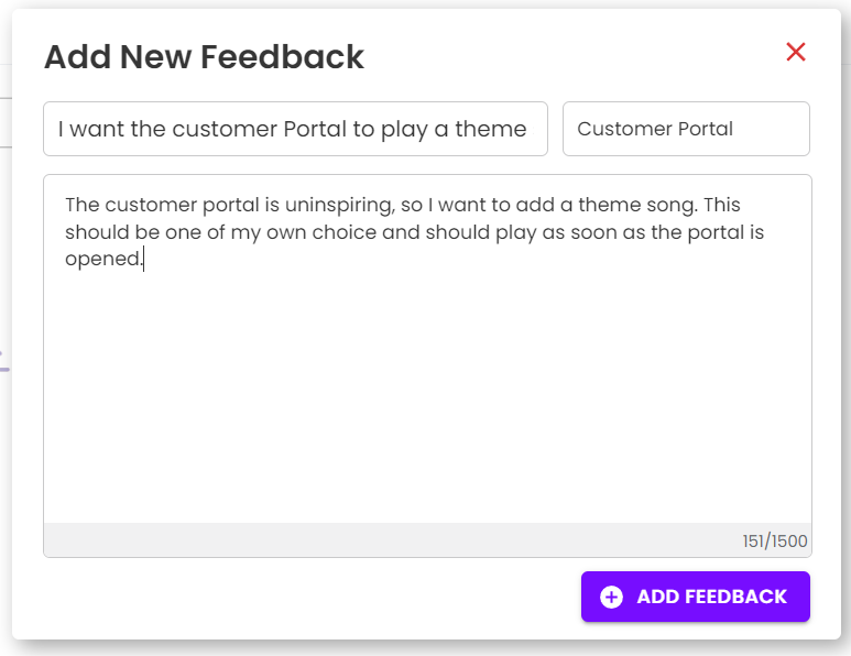 Add feedback modal